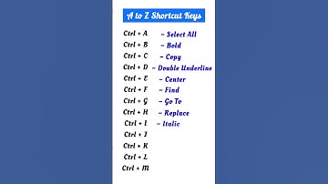 ctrl A to Z shortcut keys | #computer