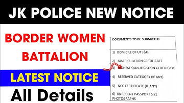 JK Police Border Women Battalion Notification Out | Documents Official Notification
