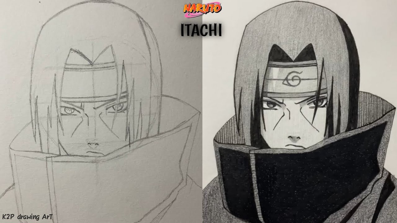 How to draw Itachi from Naruto | step by step easy drawing | Tutorial ...
