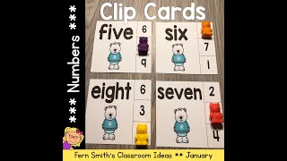 Number Clip Cards for Numbers, Number Words & Number Ten Frames Polar Bear Theme