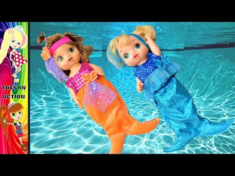 Baby Alive are Mermaids in the Swimming Pool IRL with