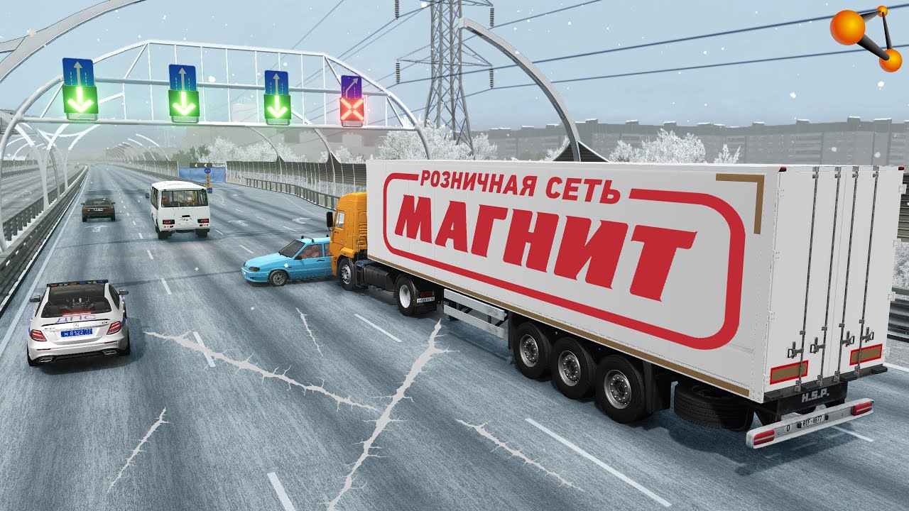 ТОРМОЗА НЕ ПОМОГУТ! ГРУЖЁННАЯ ФУРА В ГОЛОЛЁД | BeamNG.drive