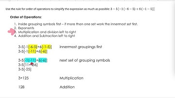 EXAMPLE Order of Operations with Nested Grouping Symbols