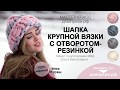 Шапка Хельсинки крупной вязки с отворотом резинкой. Шапка двухцветная.