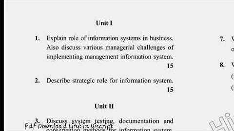 2019 MBA 2nd Sem Reappear Management Information System Question Paper