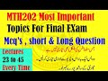 Fully explained fully preparation most vip topics with examples mth202 in Urdu and Hindi exam&#39;s 2k25