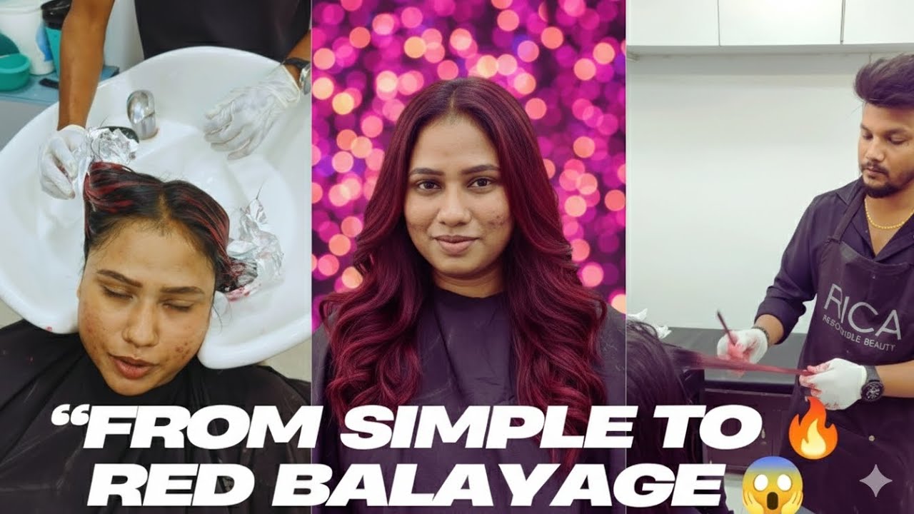 balayage hair colour technique 😱New Trend Red Balayage | Red Balayage on Black Hair. 