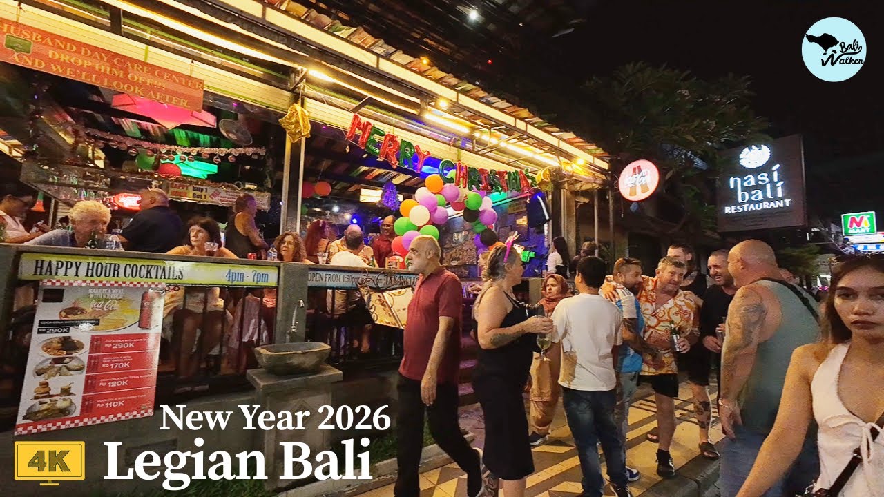 New Year's Eve 2026 Countdown From Legian Bali ! Strolling Around Busy Legian Street At Midnight