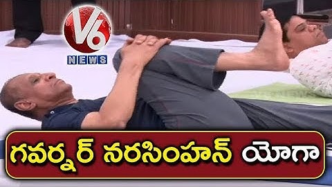 Governor ESL Narasimhan Participated On International Yoga Day At Raj Bhavan | V6 News