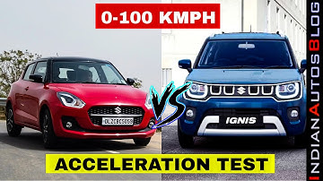 2021 Maruti Ignis vs 2021 Maruti Swift | 0-100km/h Acceleration Test | IndianAutosBlog