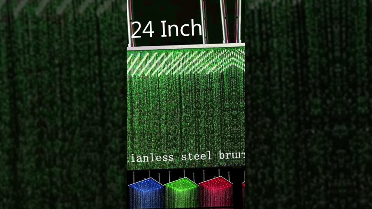 24" Square Ceiling Mount Rainfall LED Shower Head