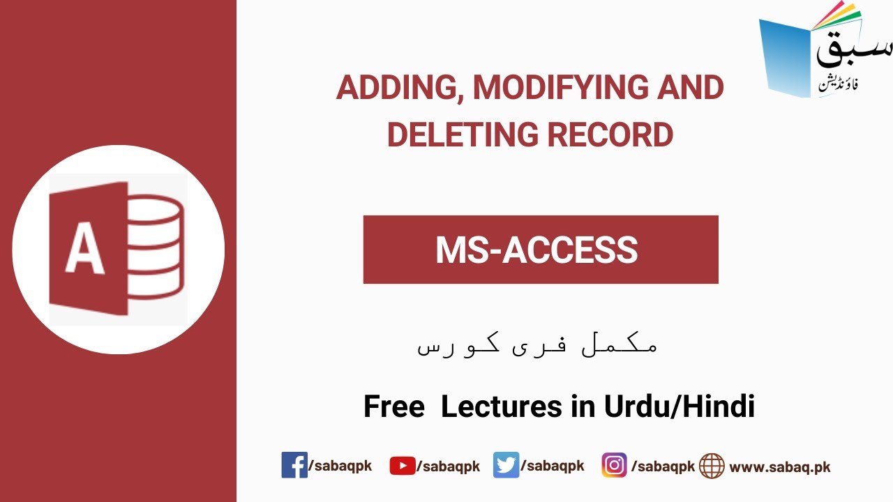 Addying Modifying and deleting Record, Computer Science Lecture Sabaq