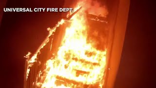 Universal City firefighter’s camera shows crews battling arson fire that led to teen’s arrest