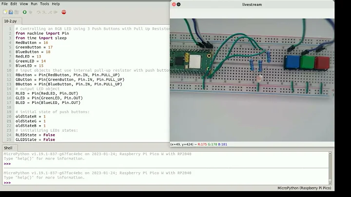 Controlling RGB LED in Micropython Using 3 Push Buttons