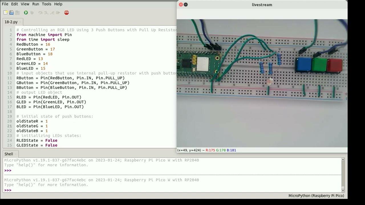 Controlling rgb led in micropython using 3 push buttons youtube