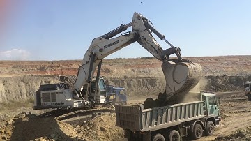 Liebherr 984 Excavator Loading Trucks With Two Passes - Sotiriadis Mining Works