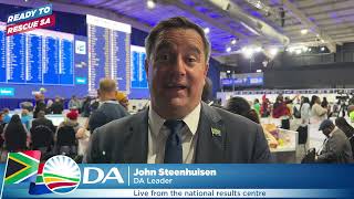 Watch DA Leader John Steenhuisen live from the IEC National Results Centre!