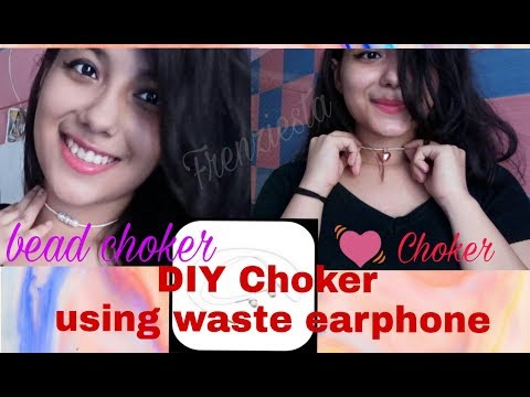 How to make White Earphone choker/DIY choker/ heart shape choker/Jahnvi Batra