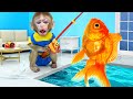 Kiki monkey catches biggest fish in magical pool and swim with duckling  kudo animal kiki