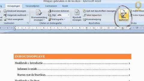 Index maken in Word 2007