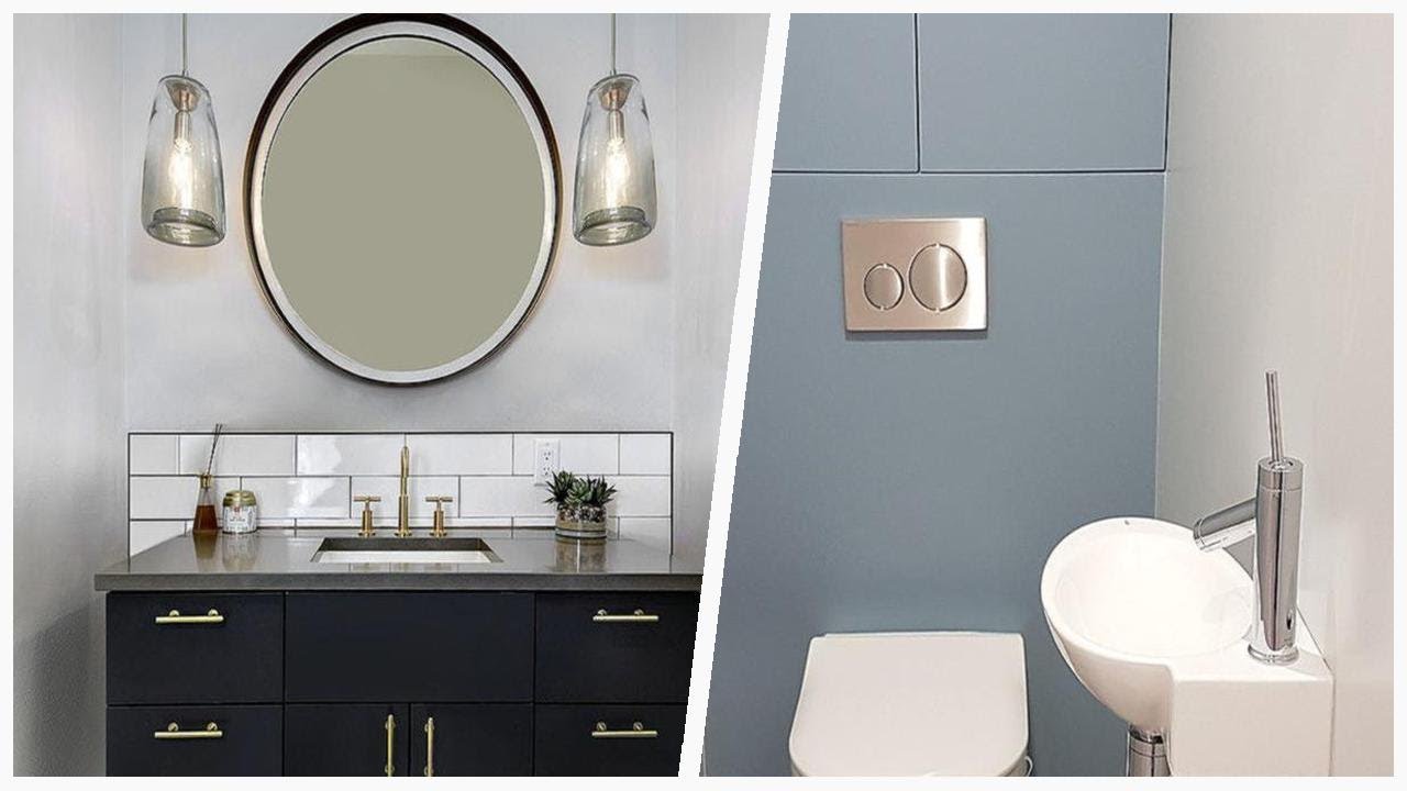 75 White Powder Room With Blue Cabinets Design Ideas You'll Love ☆