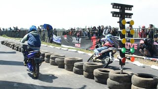 Drag Bike Mio soul Vs Jupiter MX hampir cium Aspal
