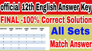 12th English official Final Answer key Released - CBSE Term-1 Set 001/2/4