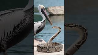 Pelican 🪶 + Python🐍 #pelicans #python #animation #animals #viralvideo #shorts #short #video #aiart
