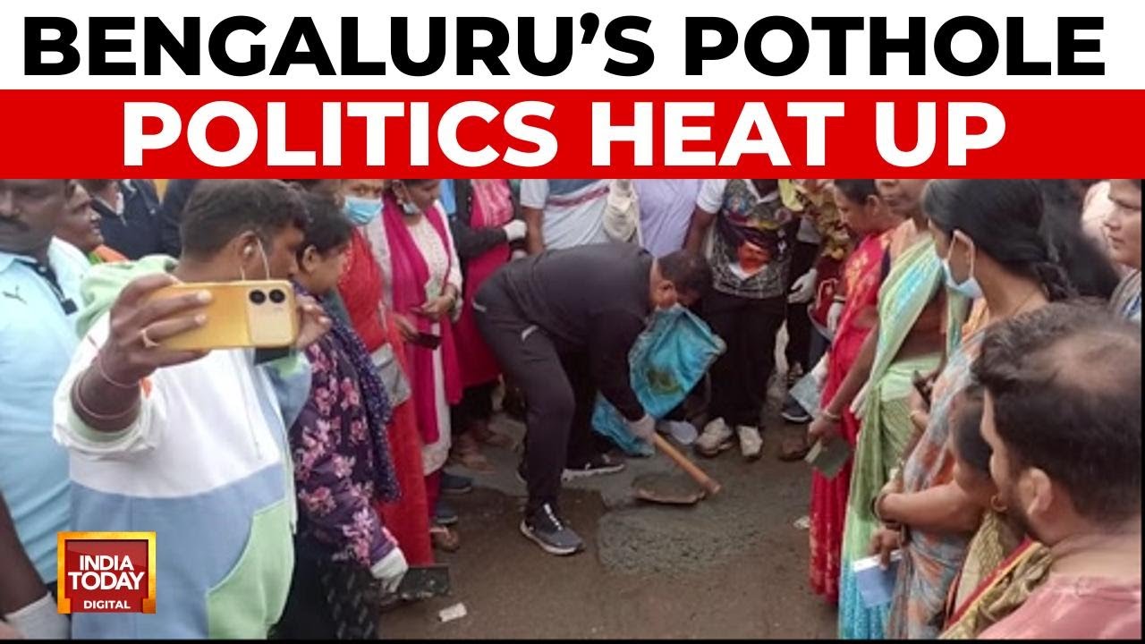 Bengaluru Pothole Politics: BJP Fills Craters, Congress Sets 1-Month Deadline | India Today News