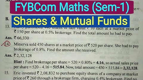 Part-2 Shares & Mutual Funds | Fybcom (sem-1) | Mathematics & Statistics by Ramesh Sir