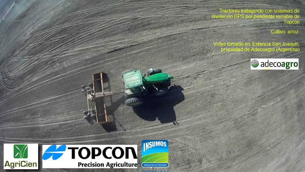 aéreo de tractores trabajando en nivelación GPS por pendiente variable de Topcon - YouTube