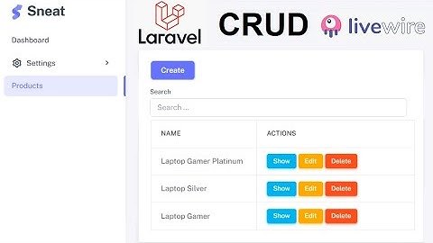 Laravel 12 + Sneat + Livewire CRUD example