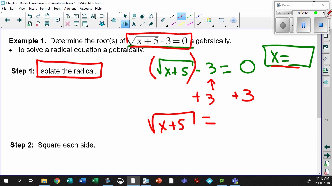 Unit 2 3 1 Solving a Simple Radical Equation - YouTube