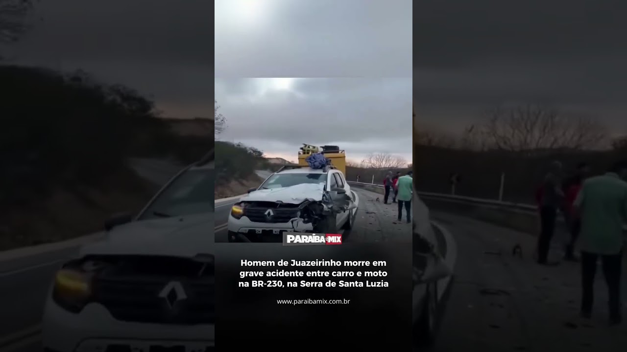 Homem de Juazeirinho morre em grave acidente entre carro e moto na BR-230, na Serra de Santa Luzia