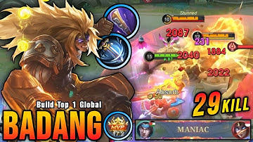 29 Kills + MANIAC!! MVP 17.2 Points Badang Offlane Monster!! - Build Top 1 Global Badang ~ MLBB