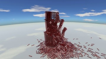 Simulation of building destruction - Blender [FULL HD] one ball and over 3.300 KEVA planks building.