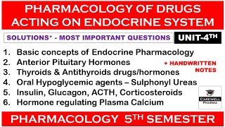 Solution || Pharmacology of drugs acting on endocrine system || Unit 4 || Pharmacology 5 sem