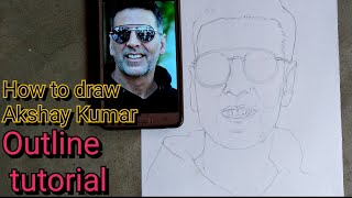 How to draw Akshay kumar// Full sketch outline tutorial for beginners/(requested)