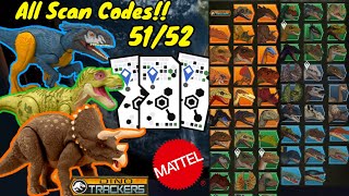 All Juric World Dino Trackers 2023 Facts App Scan Codes 5152