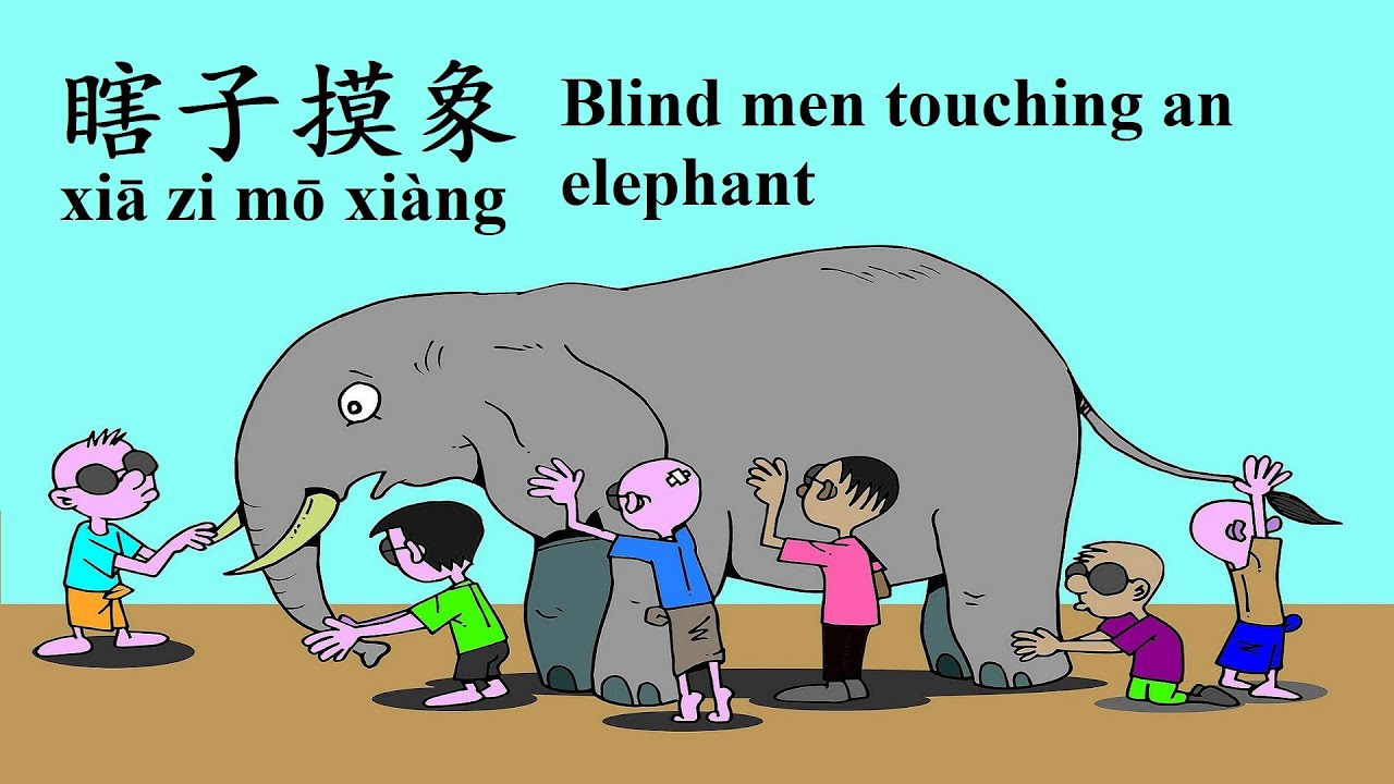 Learn Chinese Chinese idiom about blind men touching an elephant YouTube