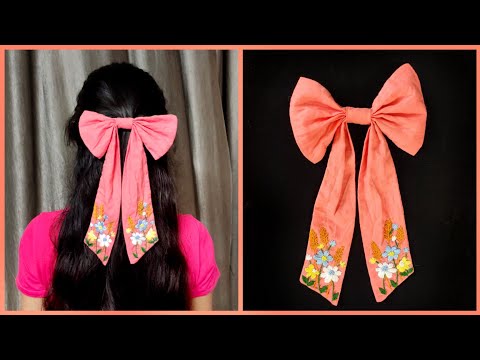 How to make fabric hair bow, Bow scrunchie tutorial, DIY hair accessories