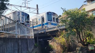 4K撮影【発車シーン】箱根登山鉄道　風祭駅　1000形　発車シーン 2023.4.3(フリー素材)