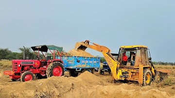 Jcb 3dx Xpert Backhoe Machine Loading Mud in Mahindra and Eicher tractors Trolley I Jcb cartoon