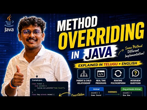 Method Overriding in Java Explained in Telugu | Java Full Tutorial | Real Time Examples