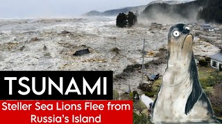 Steller Sea Lions Flee Tsunami on Russia’s Antsiferov Island