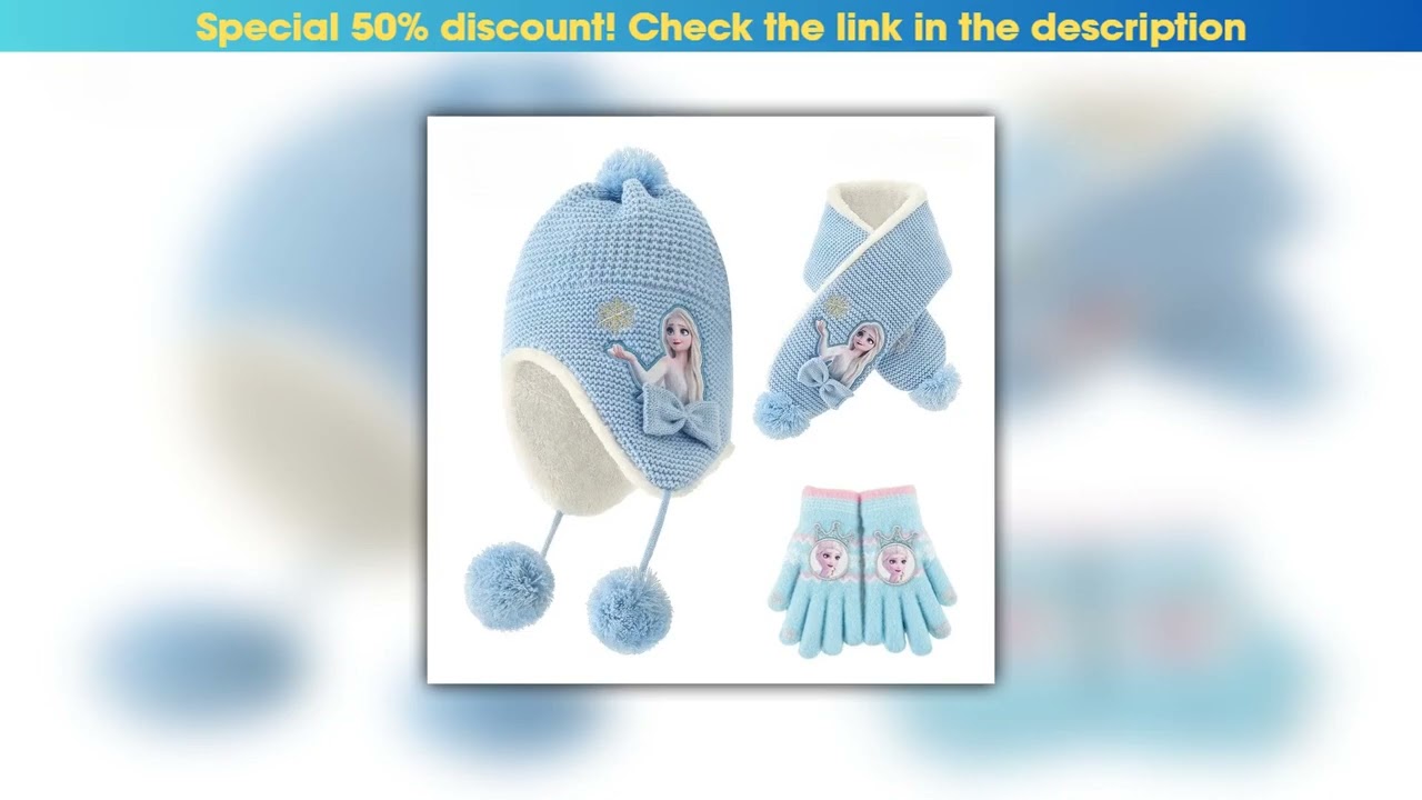 Top New Best-selling Cartoon Anime Frozen Children's Gloves Hats and Scarves Set for Winter Warmth•