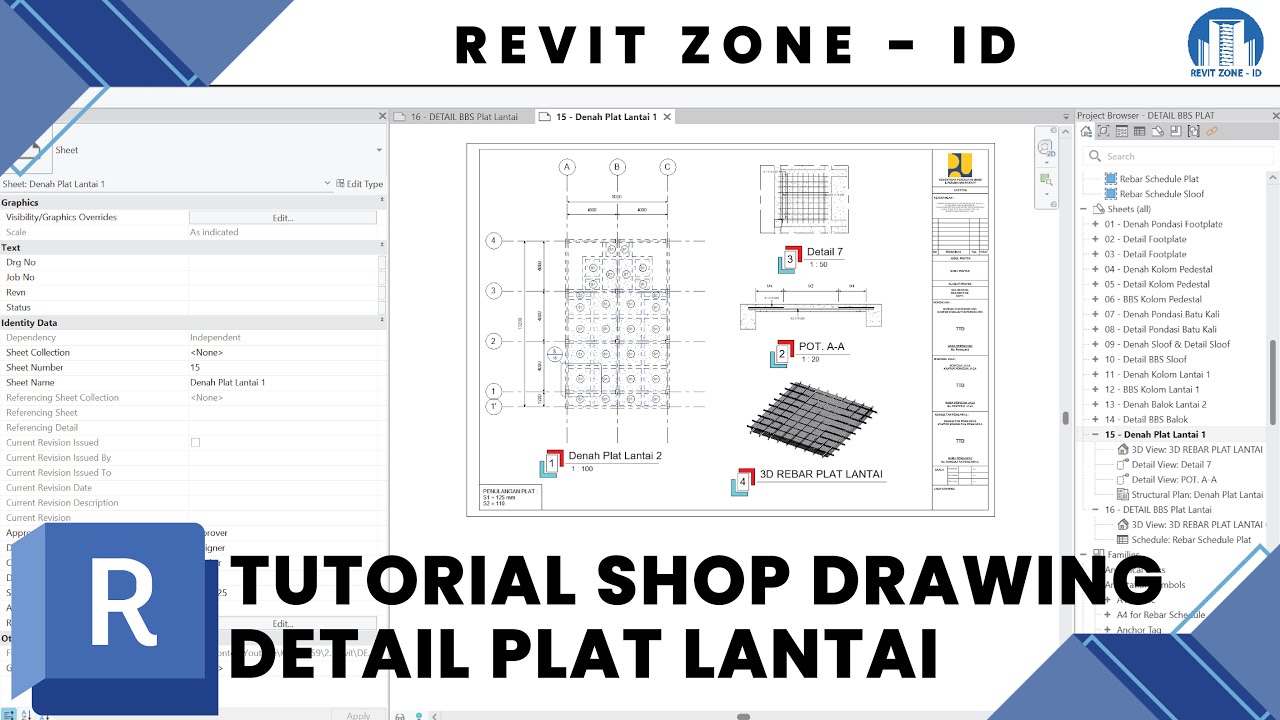 TUTORIAL SHOP DRAWING (LOD 350) DETAIL PLAT LANTAI | STUDI CASE RUMAH 2 LANTAI