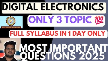 Digital Electronics Aktu Most Important Questions | Aktu Digital Electronics only 3 Topics Questions