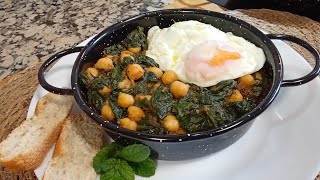 GARBANZOS CON ESPINACAS , UNA RECETA TRADICIONAL, FACIL , RAPIDA Y DELICIOSA 👌🏼TE ENCANTARA !!