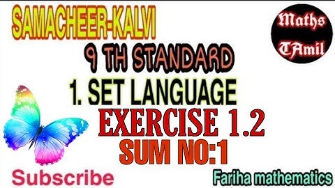 9TH MATHS exercise 1.2 sum no: 1/SAMACHEER-KALVI /2020/FARIHA MATHEMATICS
